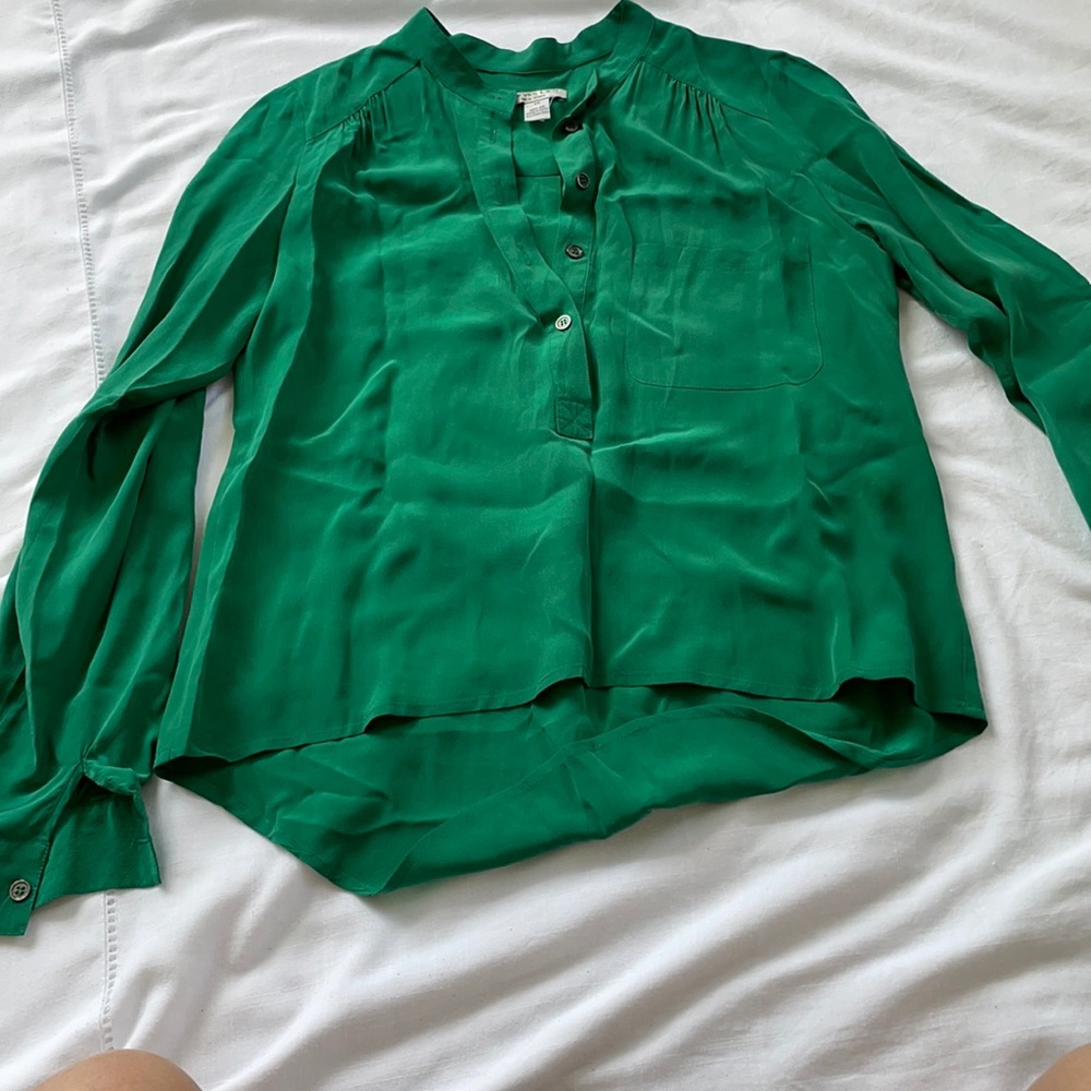 Green silk blouse